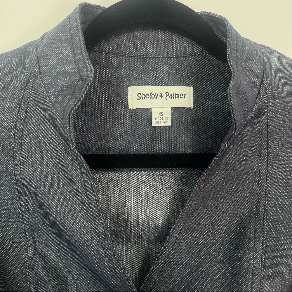 Shelby and Palmer Denim- Like Button Down Belted Dress Cap sleeves Sz 6 - Picture 5 of 8